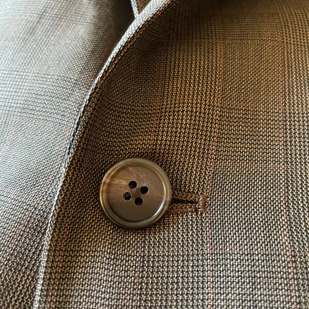 HART‎ SCHAFFNER & MARX Made in USA Subtle Glen Check Wool Suit Size 44 L